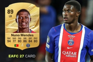 评分89!努诺·门德斯成EA的FC/FIFA游戏中,历史评分最高左后卫